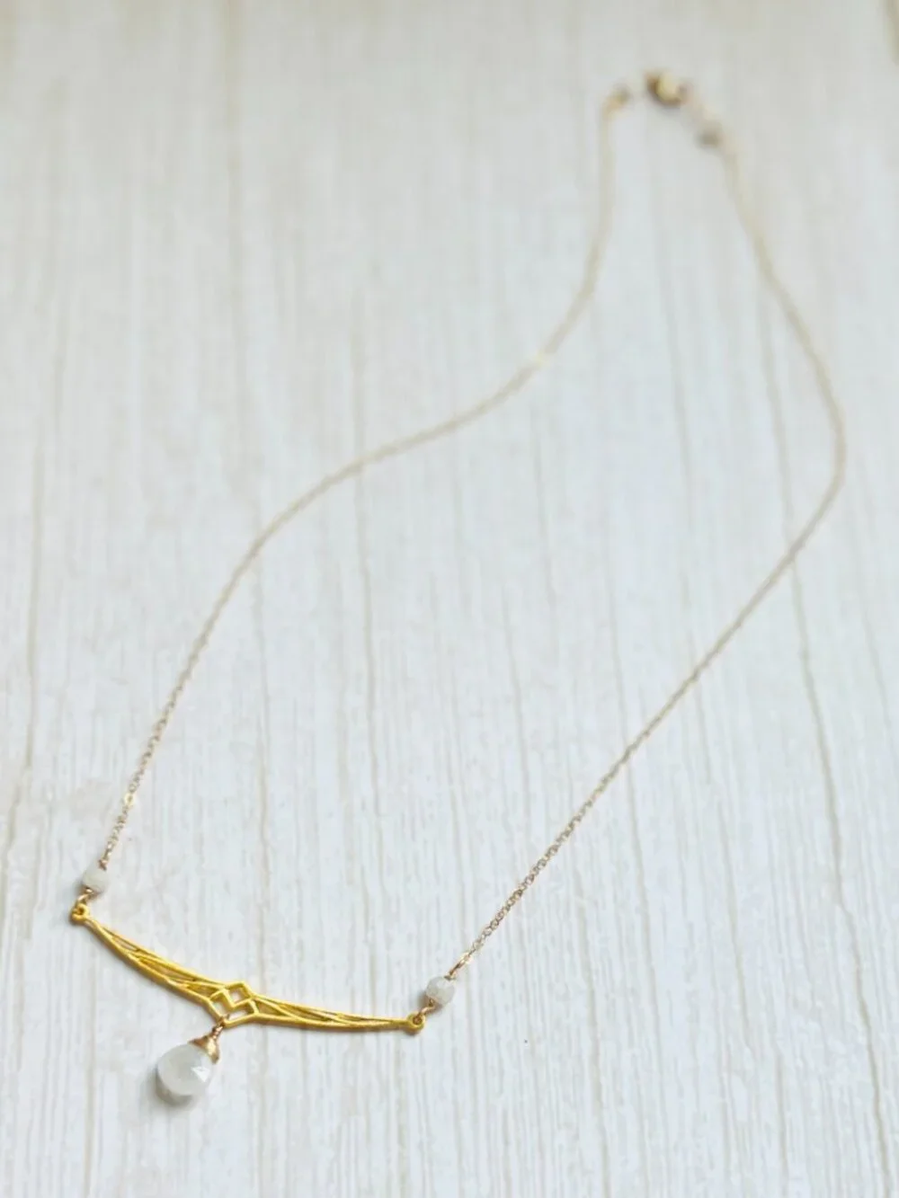 Gold Bird Wing Necklace: Rainbow Moonstone Pendant, Bird Lover Gift